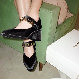 Reike Nen Velvet Square Chain Heels